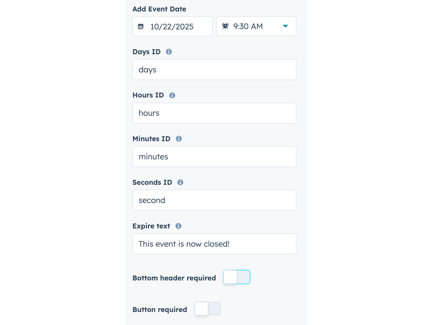 Event Date and Time Configuration