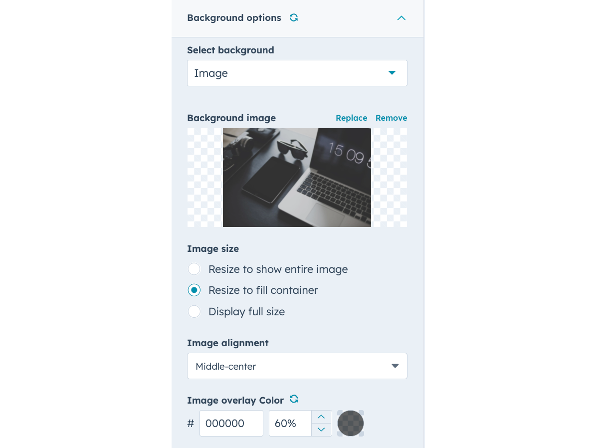 Background Image or Gradient Color Options